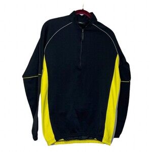 FEROTI Sport Black Yellow Grey Cycling Jacket 1/4 Zip Pullover Size Large